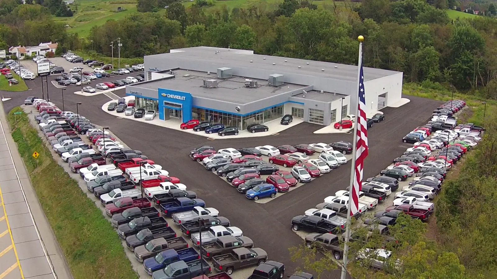 Aerial view of Crivelli Chevrolet Buick on Route 31 in Mount Pleasant, Westmoreland County, PA